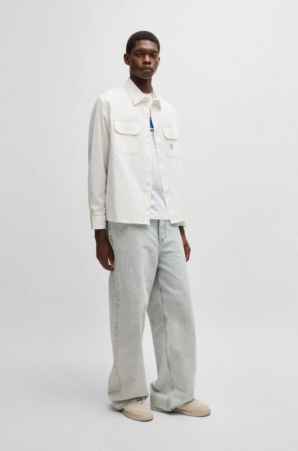 Hugo Blue Regular fit vrijetijdsoverhemd met paspelzakken op de borst model 'Ekynone' - Foto 6