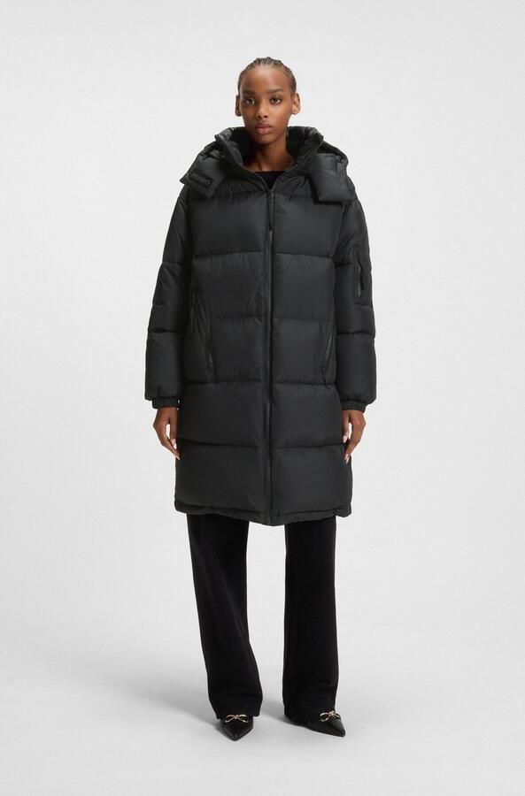 Hugo Blue Relaxed fit gewatteerde lange jas met afneembare capuchon - Foto 6
