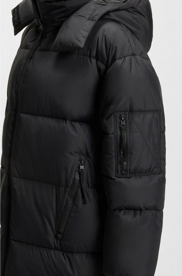 Hugo Blue Relaxed fit gewatteerde lange jas met afneembare capuchon - Foto 3