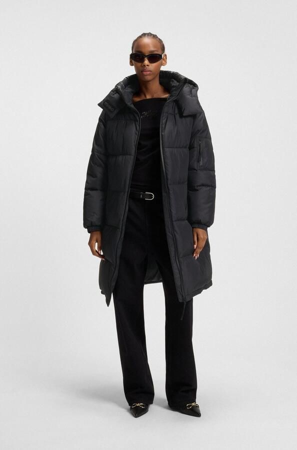 Hugo Blue Relaxed fit gewatteerde lange jas met afneembare capuchon - Foto 5