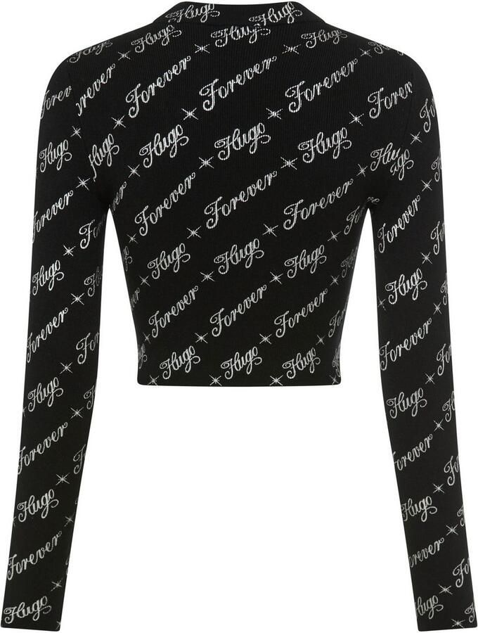 HUGO Blue Shirt met lange mouwen Soiler met all-over-print cropped - Foto 4