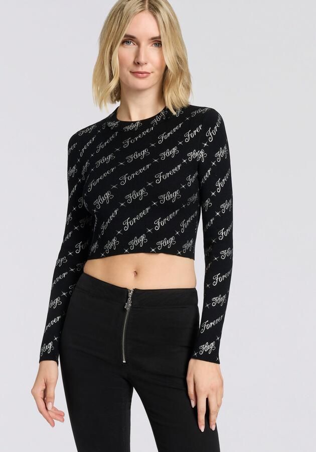 HUGO Blue Shirt met lange mouwen Soiler met all-over-print cropped - Foto 2