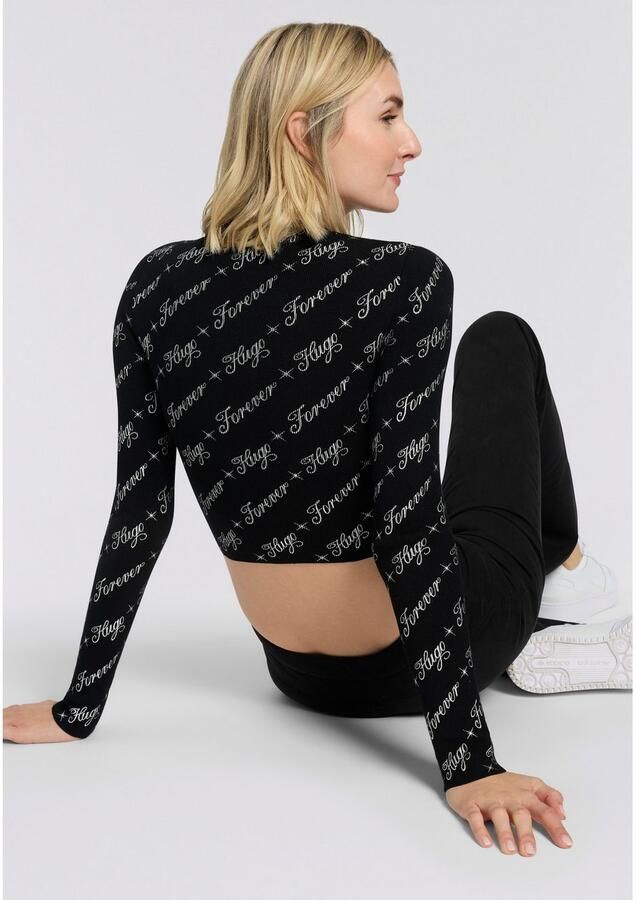 HUGO Blue Shirt met lange mouwen Soiler met all-over-print cropped