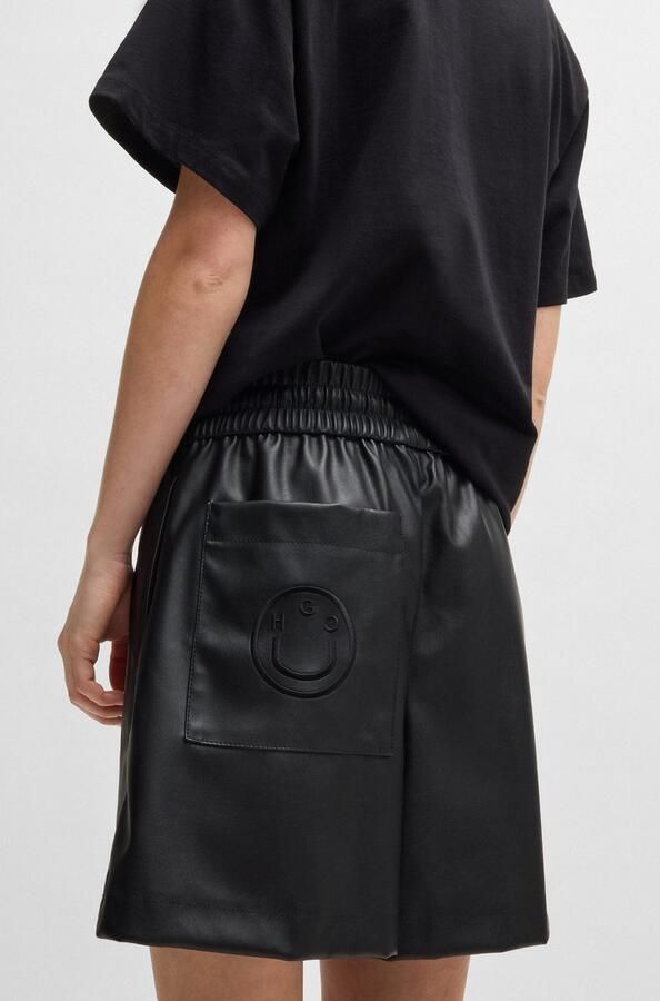 HUGO Blue Short Henuka Imitatieleer met logo-borduurwerk - Foto 3