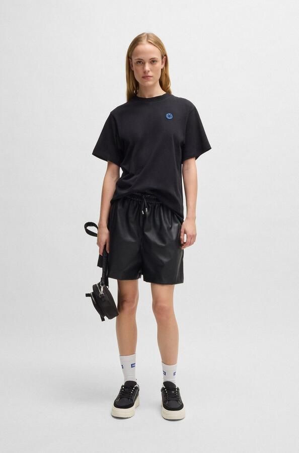 HUGO Blue Short Henuka Imitatieleer met logo-borduurwerk - Foto 4