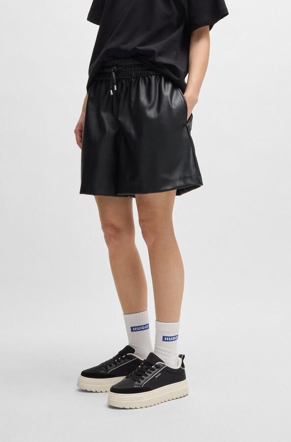 HUGO Blue Short Henuka Imitatieleer met logo-borduurwerk - Foto 6