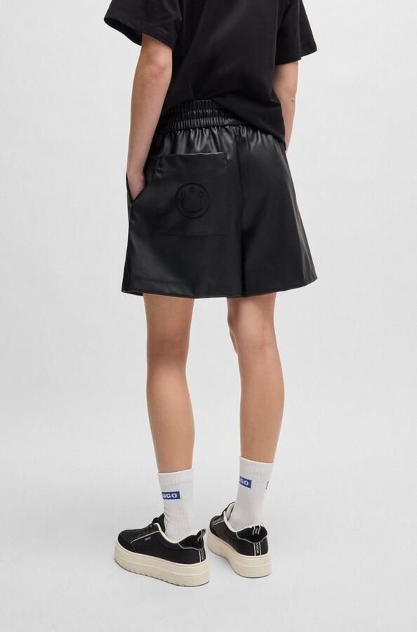 HUGO Blue Short Henuka Imitatieleer met logo-borduurwerk - Foto 5