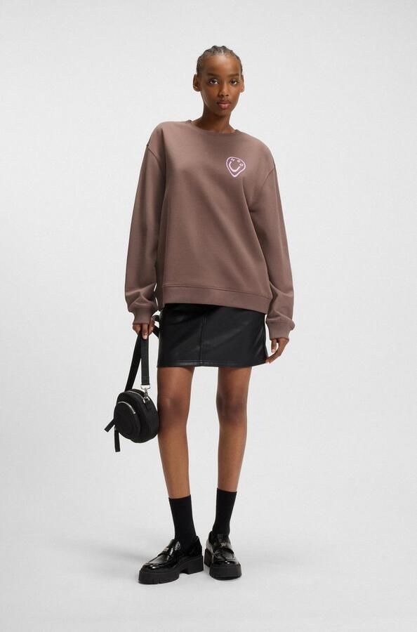 HUGO Blue Sweatshirt Oversized crew Ronde hals met print - Foto 3