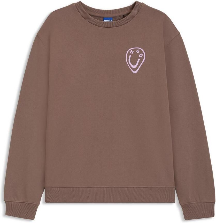 HUGO Blue Sweatshirt Oversized crew Ronde hals met print