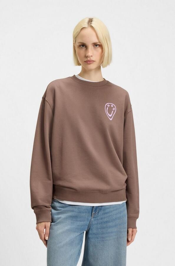 HUGO Blue Sweatshirt Oversized crew Ronde hals met print - Foto 5