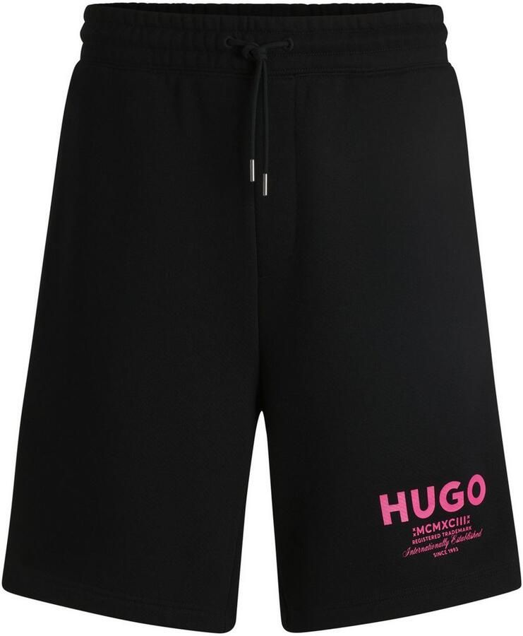 Hugo Blue Baggy fit sweatshorts met labelprint model 'Nomario'