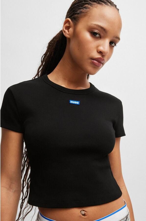 Hugo Blue Kort T-shirt met labelpatch model 'Baby Tee' - Foto 3