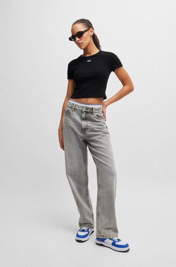 Hugo Blue Kort T-shirt met labelpatch model 'Baby Tee' - Foto 5