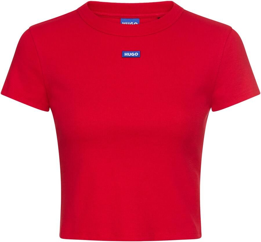 Hugo Blue Slim fit korte top van katoenmix model 'BABY TEE_B'