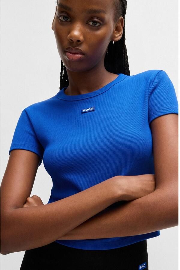 Hugo Blue Kort T-shirt met labelpatch model 'Baby Tee' - Foto 4