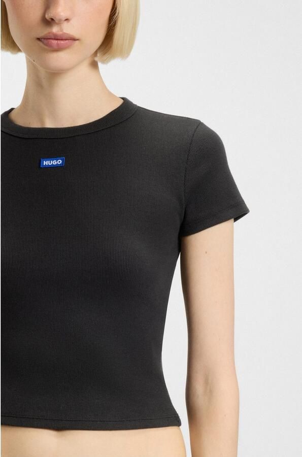 Hugo Blue Kort T-shirt met labelpatch model 'Baby Tee' - Foto 4