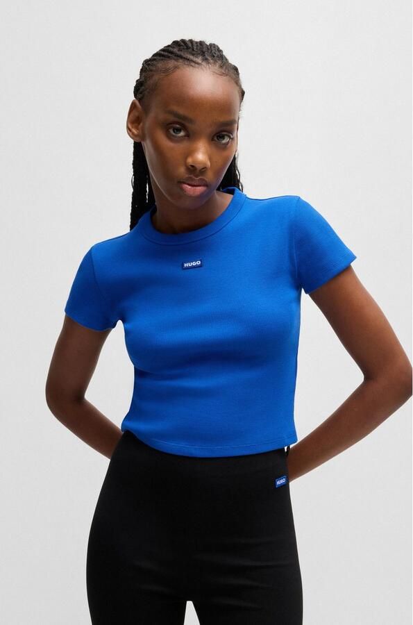 Hugo Blue Kort T-shirt met labelpatch model 'Baby Tee' - Foto 6