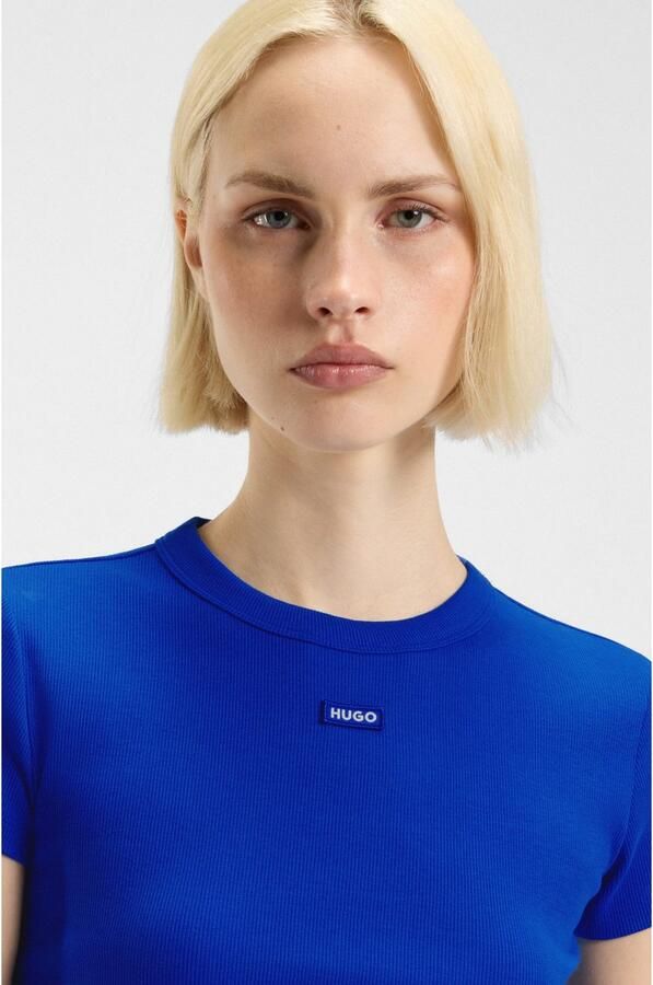 Hugo Blue Kort T-shirt met labelpatch model 'Baby Tee' - Foto 5