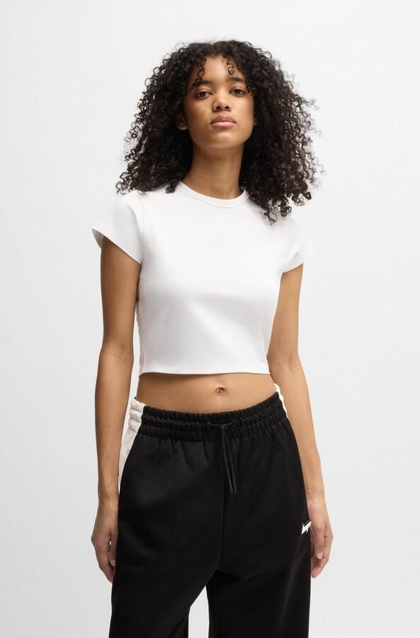 HUGO Blue T-shirt Dome met logo straat glitter ontwerp - Foto 6