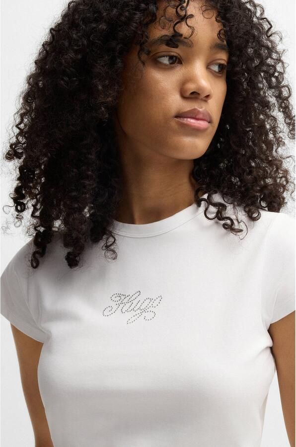 HUGO Blue T-shirt Dome met logo straat glitter ontwerp - Foto 2