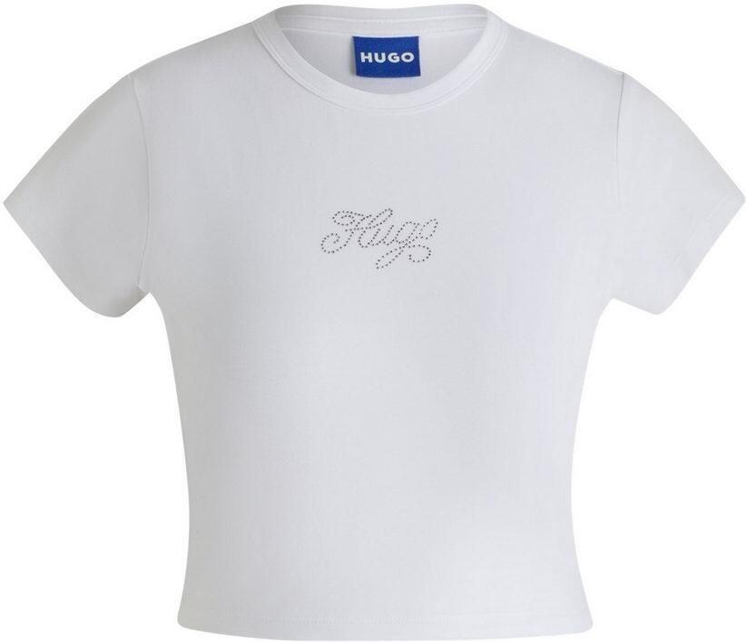 HUGO Blue T-shirt Dome met logo straat glitter ontwerp