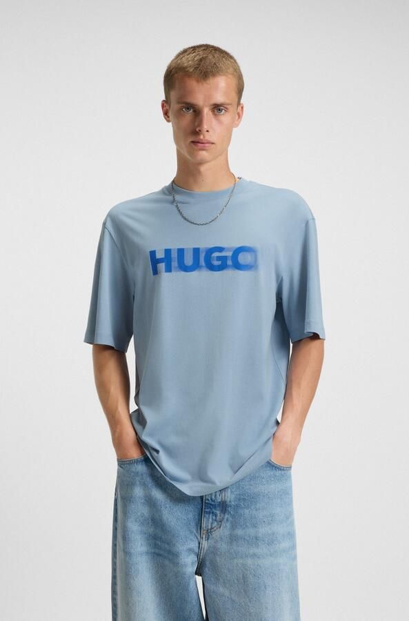 Hugo Blue T-shirt met logoprint model 'Nalax' - Foto 5