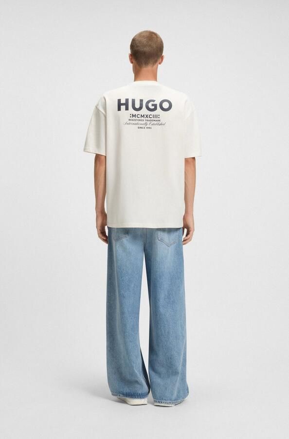 HUGO Blue T-shirt Nalono met logoprint oversized look met backprint - Foto 5