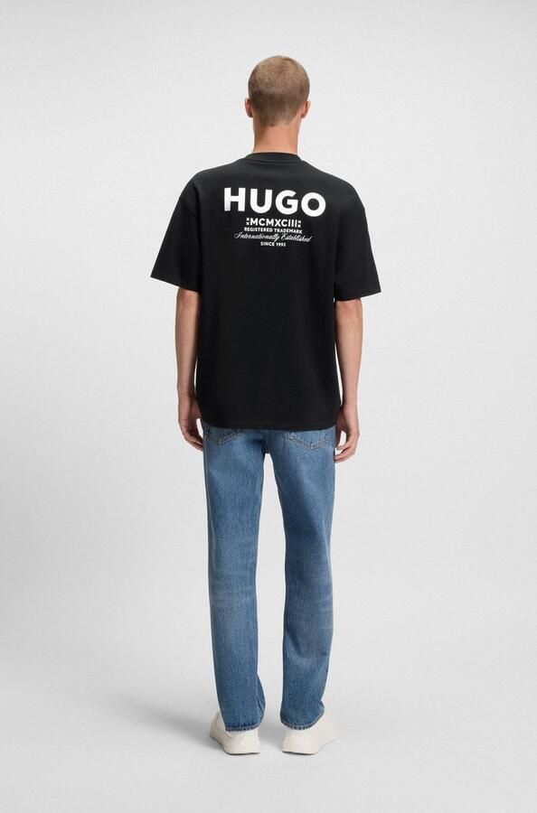 HUGO Blue T-shirt Nalono met logoprint oversized look met backprint - Foto 5