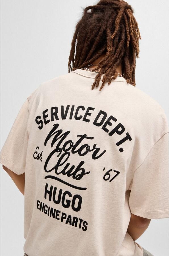 Hugo Blue T-shirt met labelstitching model 'Nampie' - Foto 8