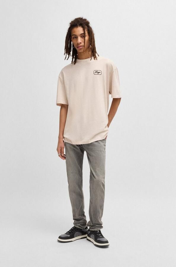 Hugo Blue T-shirt met labelstitching model 'Nampie' - Foto 5