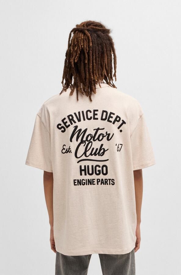 Hugo Blue T-shirt met labelstitching model 'Nampie' - Foto 7