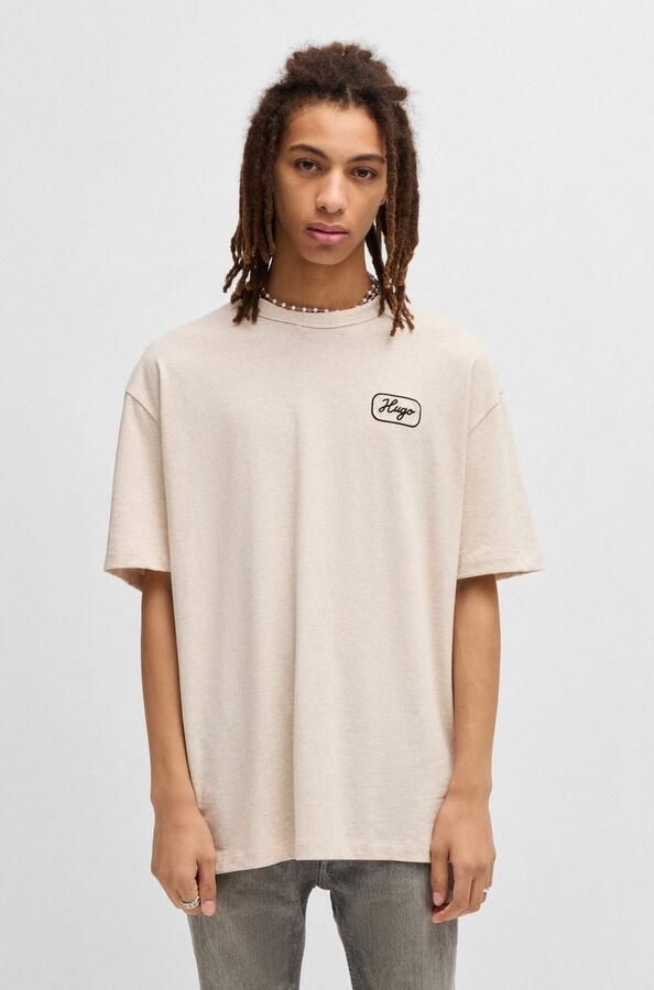 Hugo Blue T-shirt met labelstitching model 'Nampie' - Foto 6