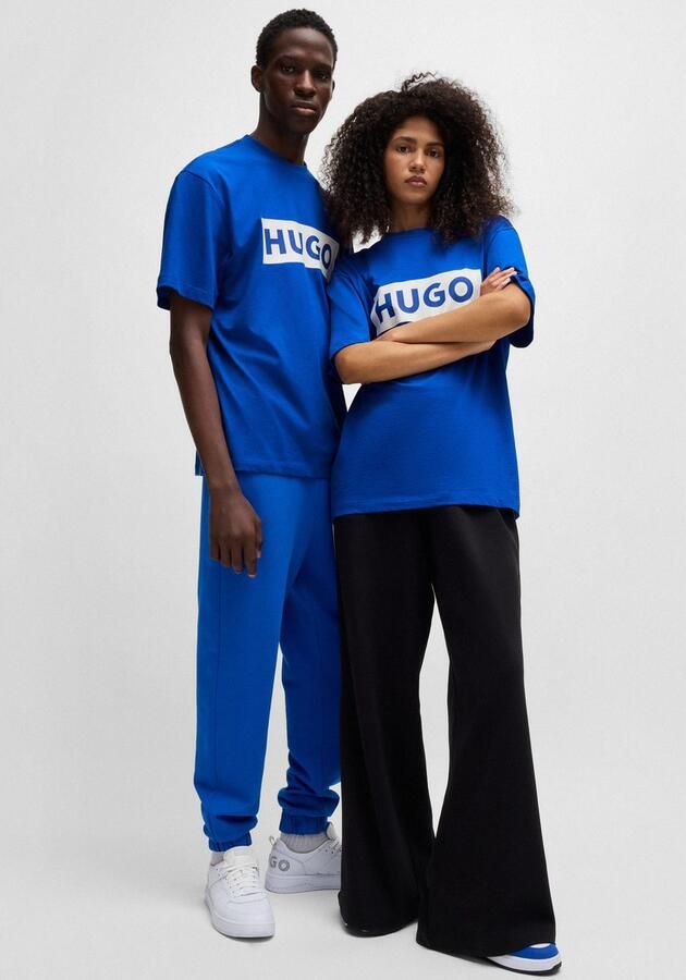 HUGO Blue T-shirt Nico met grote logo-print unisex - Foto 4