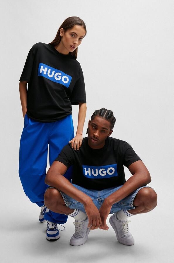 HUGO Blue T-shirt Nico met grote logo-print unisex - Foto 8