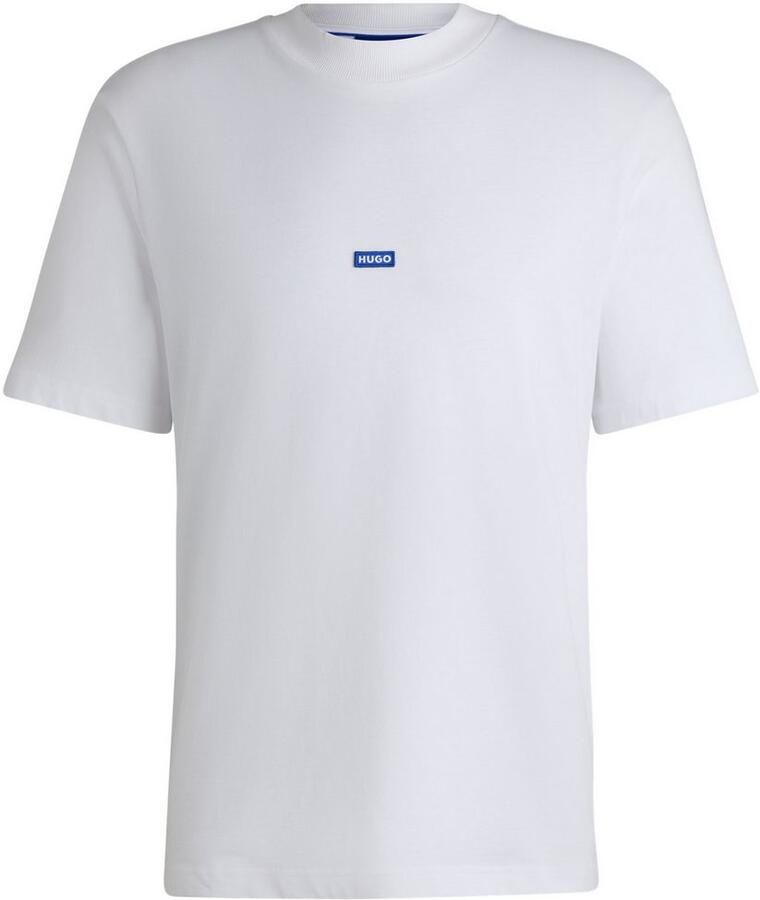 Hugo Blue T-shirt met labelstitching model 'Nieros'