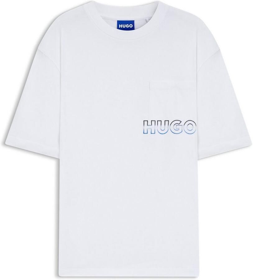 HUGO Blue T-shirt Nogoste Ronde hals regular fit borstzak - Foto 2