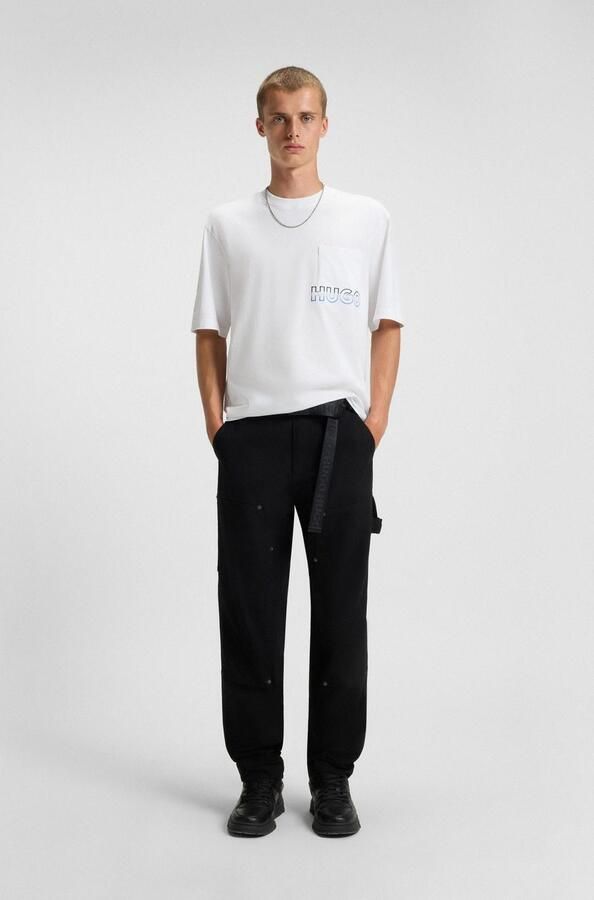 HUGO Blue T-shirt Nogoste Ronde hals regular fit borstzak - Foto 3