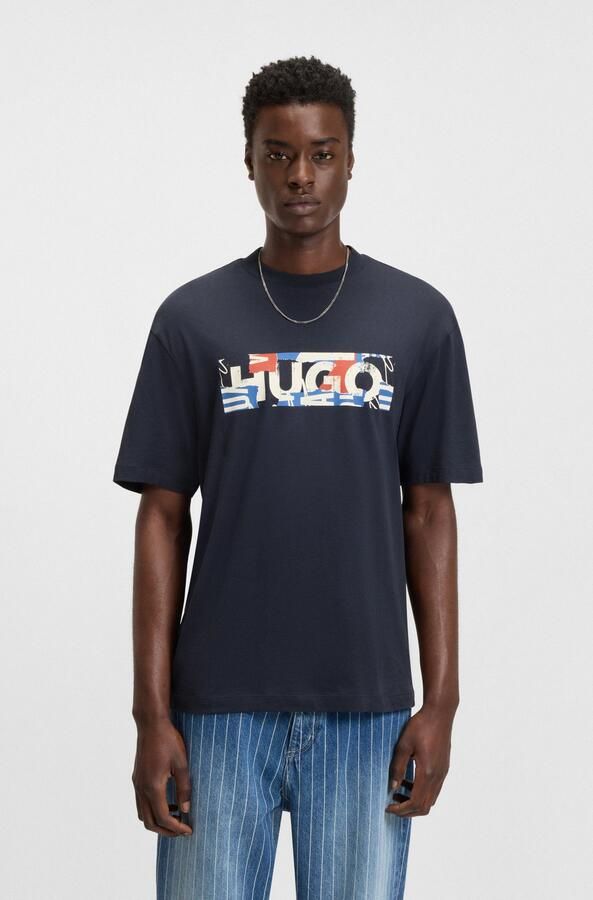 HUGO Blue T-shirt Nugix met grafische logo-print - Foto 5