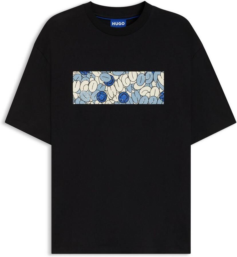 Hugo Blue T-shirt met motiefprint model 'Nurix'