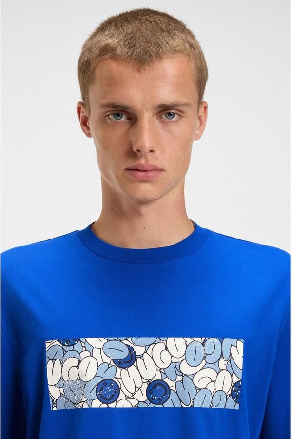 Hugo Blue T-shirt met motiefprint model 'Nurix' - Foto 2