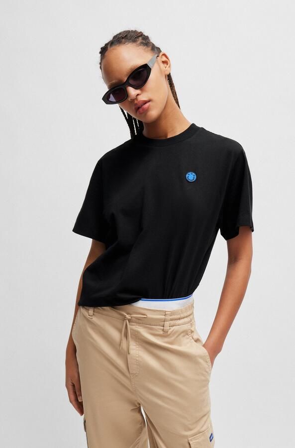 HUGO Blue T-shirt Vintage Tee met logo-badge - Foto 6