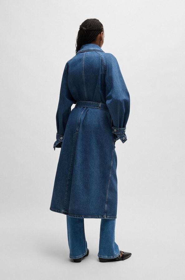 HUGO Blue Trenchcoat Garena met tailleband all-over denim fashion piece jeans trenchcoat - Foto 2