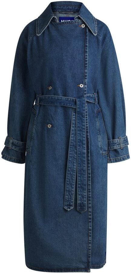 HUGO Blue Trenchcoat Garena met tailleband all-over denim fashion piece jeans trenchcoat - Foto 5