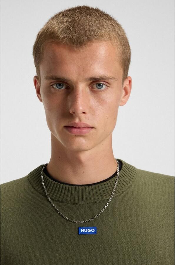 Hugo Blue Regular fit gebreide pullover van katoenmix model 'SAN CASEY' - Foto 3