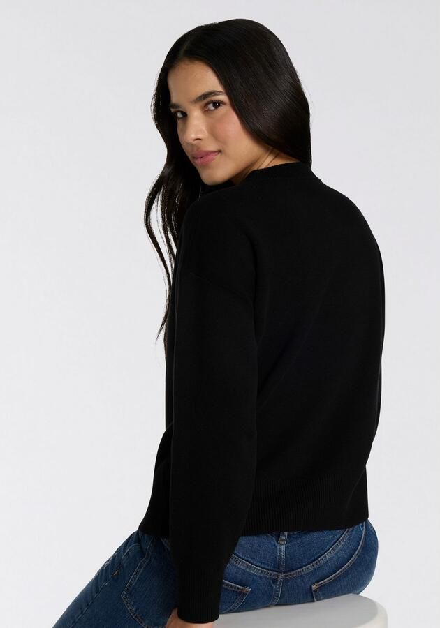 HUGO Blue Trui met ronde hals Seginy met happy hugo jacquard - Foto 3