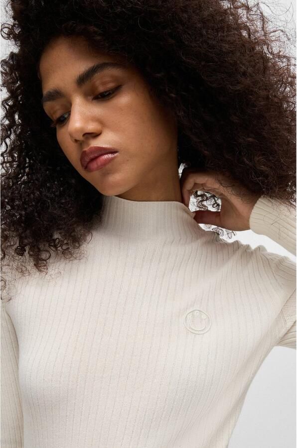 Hugo Blue Slim fit gebreide pullover van geribde viscosemix model 'SARMIE_B'