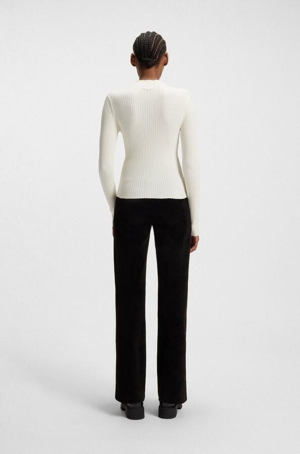 Hugo Blue Slim fit gebreide pullover van geribde viscosemix model 'SARMIE_B' - Foto 6