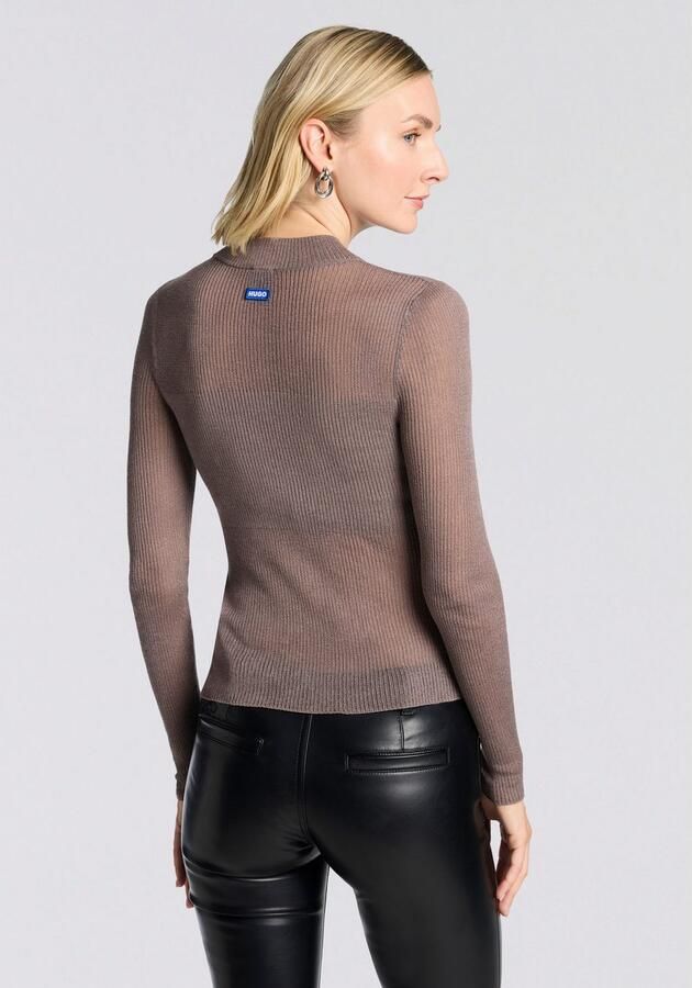 HUGO Blue Trui met staande kraag Slumy met bandeau-effect slim fit - Foto 3