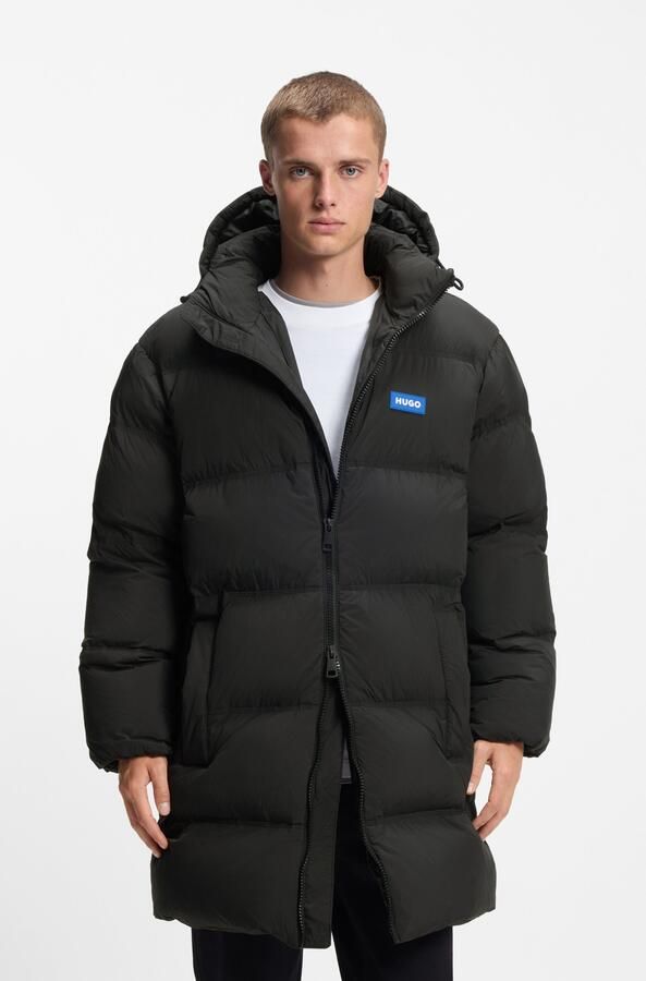HUGO Blue Regular fit gewatteerde lange jas met labelpatch model 'BODI' - Foto 2