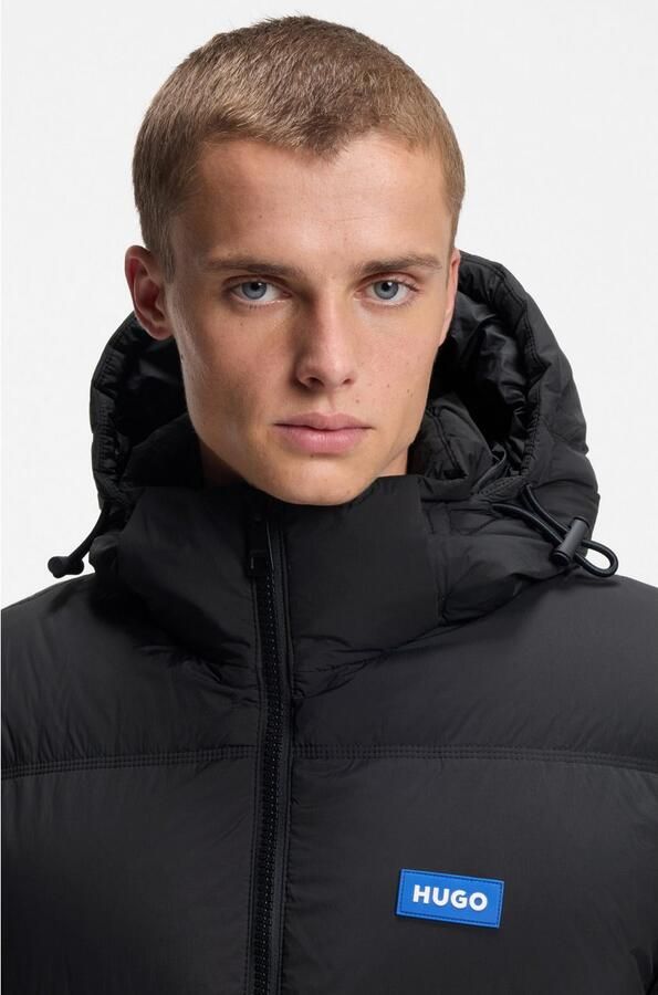 HUGO Blue Regular fit gewatteerde lange jas met labelpatch model 'BODI' - Foto 4